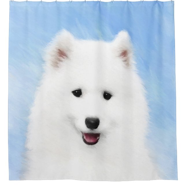 Rideaux De Douche Peinture Samoyed Puppy - Jolie Art Original Chien (Devant)