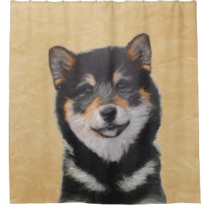 Rideaux De Douche Peinture Shiba Inu (Noir et Tan) - Art Chien