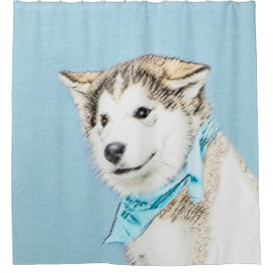 Rideaux De Douche Peinture Sibérienne Husky Puppy - Art Chien origin