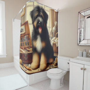 Rideaux De Douche Peinture vintage de chien de garde