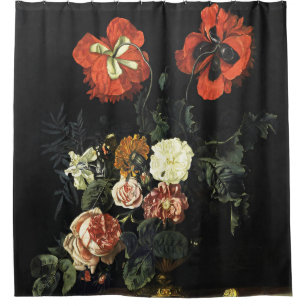 Rideaux De Douche Peinture vintage Vie morte avec Fleurs