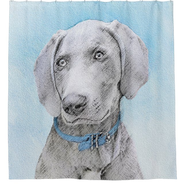 Rideaux De Douche Peinture Weimaraner - Joli art original chien (Devant)