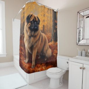 Rideaux De Douche Pekingese à l'automne Feuilles automne Inspire