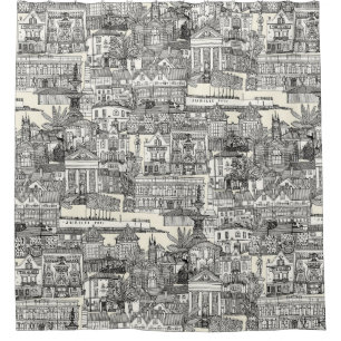 Rideaux De Douche Penzance toile perle noire