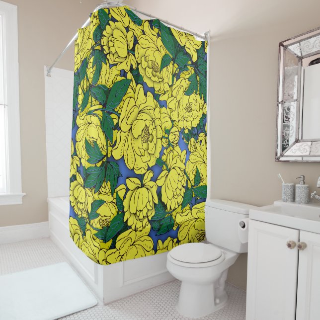 Rideaux De Douche Peonies jaunes (En situation)