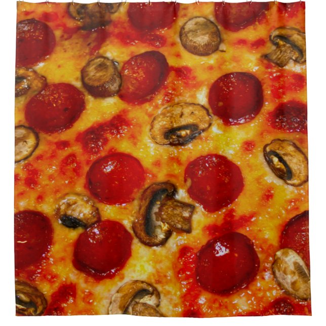 Rideaux De Douche Pepperoni et Pizza aux champignons (Devant)
