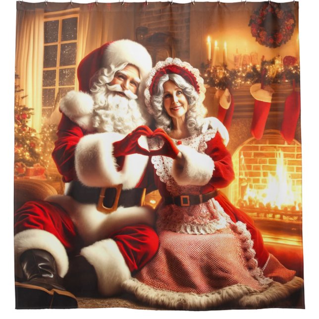 Rideaux De Douche Père Noël et Mme Claus (Devant)