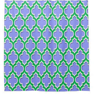 Rideaux De Douche Périwinkle bleu émeraude vert Wht XL marocain #4DS