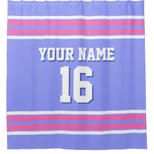 Rideaux De Douche Périwinkle Bleu Hot Rose Wht Stripes Sport Jersey