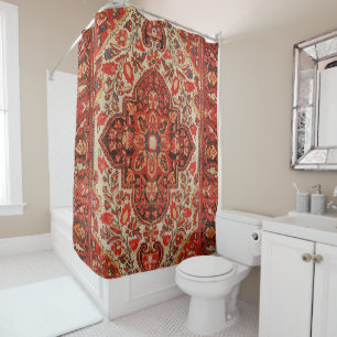 Rideaux De Douche Perse occidentale Sarouk Brûlé Orange rouge