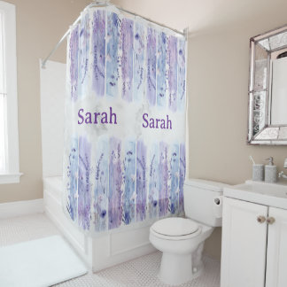 Rideaux De Douche Personalized Floral Shower Curtain with Name