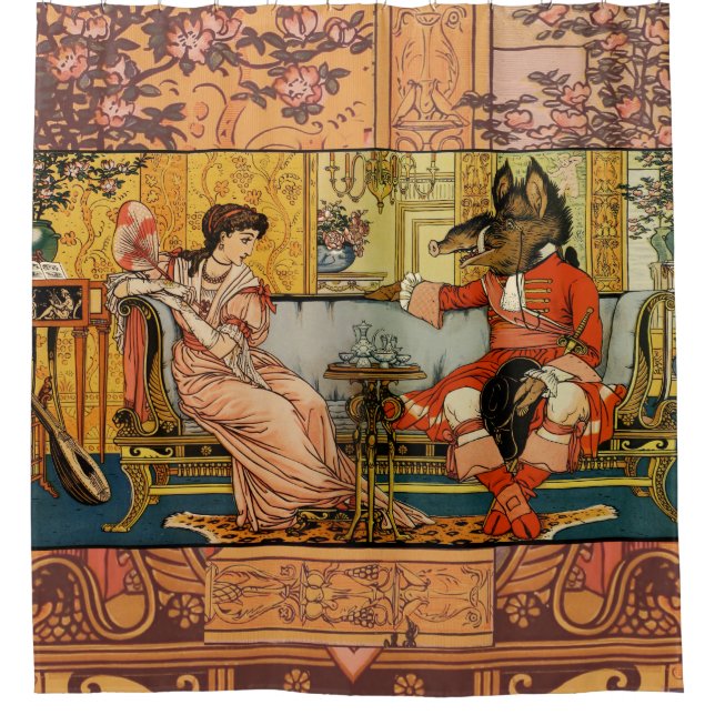 Rideaux De Douche Personnages Classiques de Contes de Fées Beauty Be (Devant)