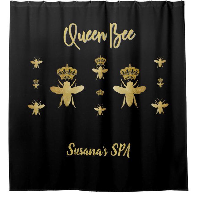Rideaux De Douche Personnalisé esthétique REINE BEE SPA or & noir mo (Devant)