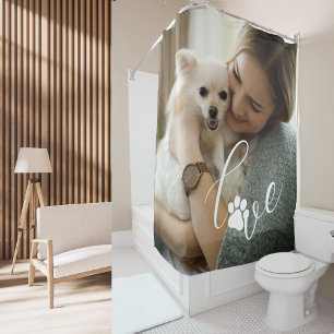 Rideaux De Douche Personnalisé fille amour chien Empreintes de patte