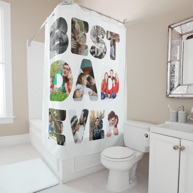 Rideaux De Douche Personnalisé moderne 11 photo Meilleur papa (En situation)