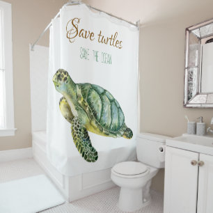 Rideaux De Douche Personnalisée jolie tortue mignonne Nautique