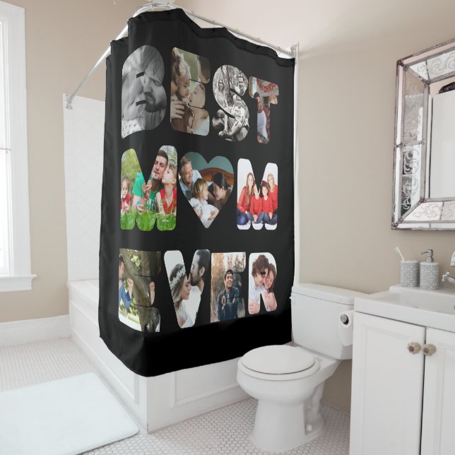 Rideaux De Douche Personnalisée moderne 11 photo Meilleure maman jam (En situation)