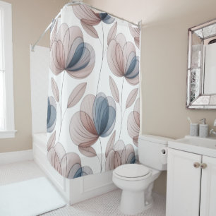 Rideaux De Douche Pétales Bleues Taupe