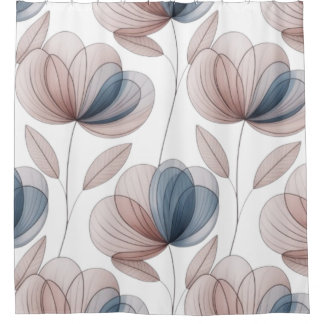 Rideaux De Douche Pétales Bleues Taupe