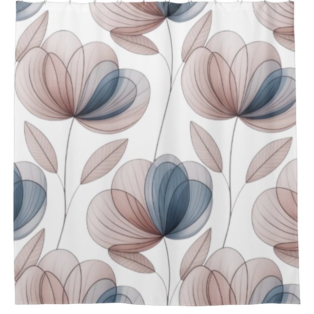 Rideaux De Douche Pétales Bleues Taupe (Devant)