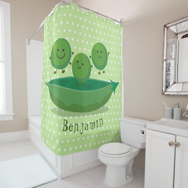 Rideaux De Douche Petits pois sauteurs en pod dessin animé illustrat (En situation)