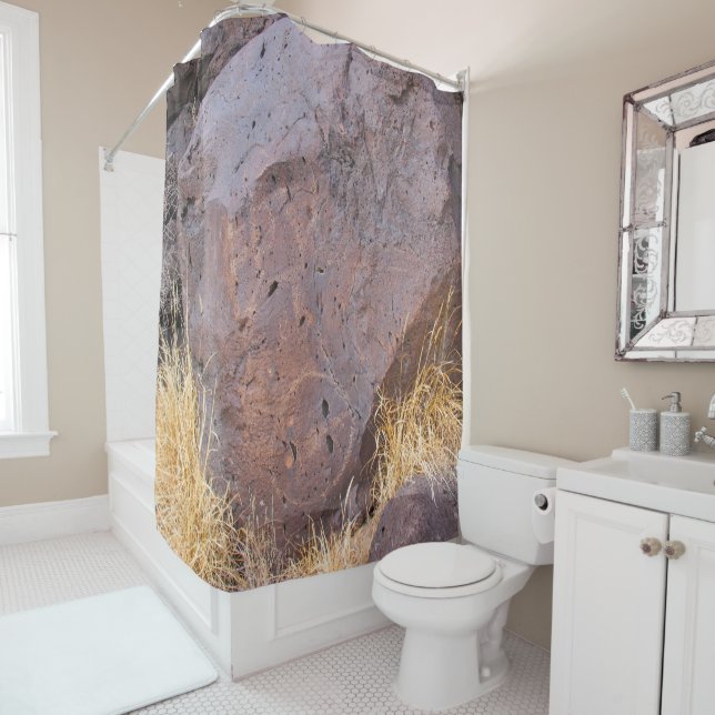 Rideaux De Douche Petroglyphe en pierre naturelle (En situation)