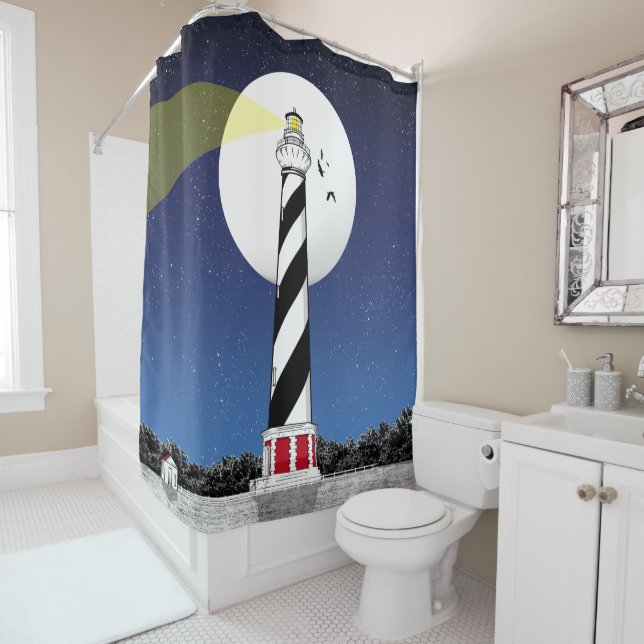 Rideaux De Douche Phare de Cape Hatteras Caroline du Nord (En situation)