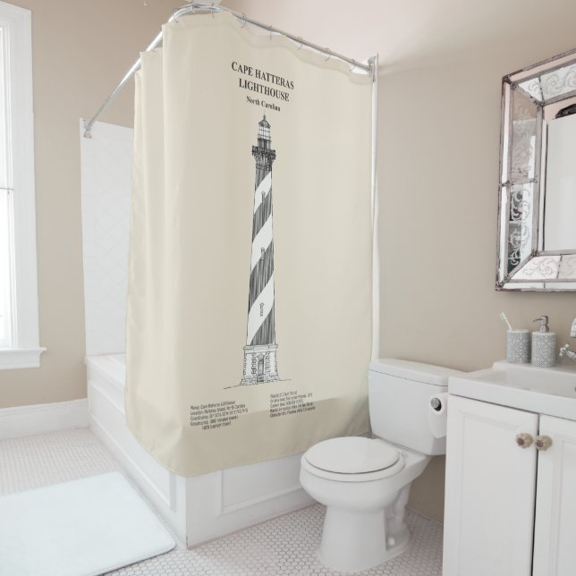 Rideaux De Douche Phare de Cape Hatteras - Caroline du Nord - SBD (En situation)
