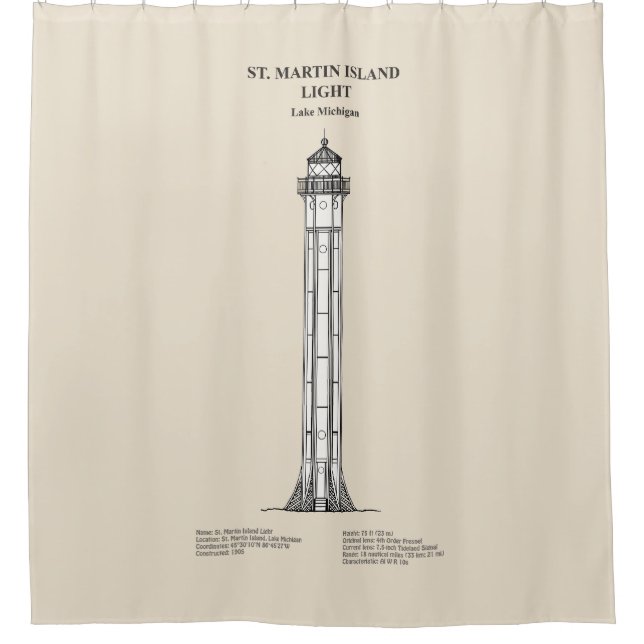 Rideaux De Douche Phare de l'île St Martin - Michigan - SBD (Devant)