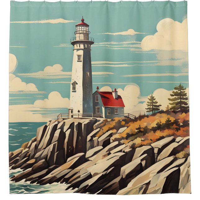 Rideaux De Douche Phare poster vintage (Devant)