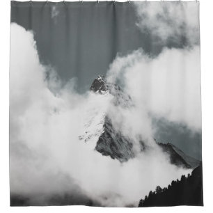 RIDEAUX DE DOUCHE PHOTO À GRÂCE DE LA MONTAGNE COUVERTE DE NUAGES