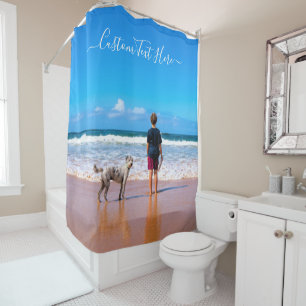 Rideaux De Douche Photo et texte personnalisés - Votre propre design