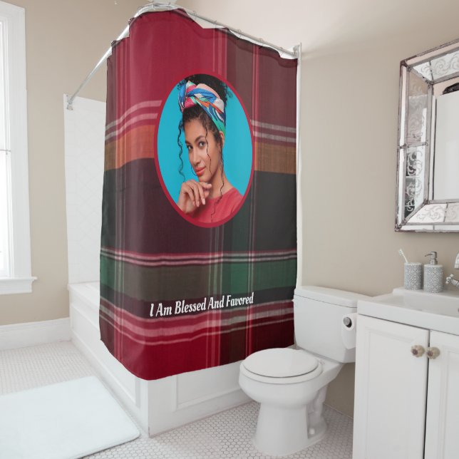 Rideaux De Douche Photo moderne élégante Madras Plaid Personnaliser (En situation)