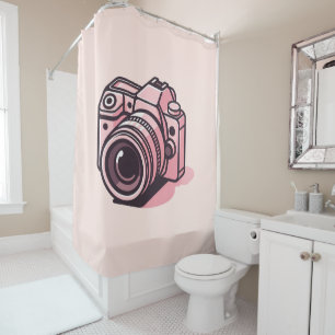 Rideaux De Douche Photo reflex rose tendance Personnalisée