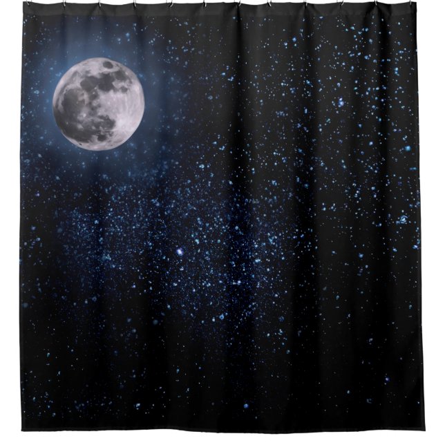 Rideaux De Douche Photographie - Ciel nocturne avec Pleine lune + vo (Devant)