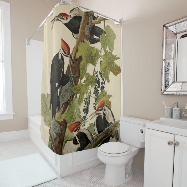 Rideaux De Douche Pic pilé d'Audubon Birds of America (En situation)
