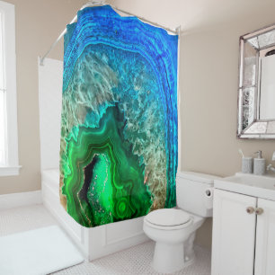 Rideaux De Douche Pierre minérale Turquoise Vert Agate