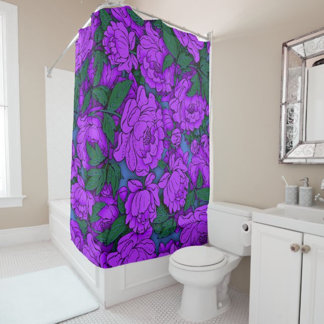 Rideaux De Douche Pies pourpres (En situation)