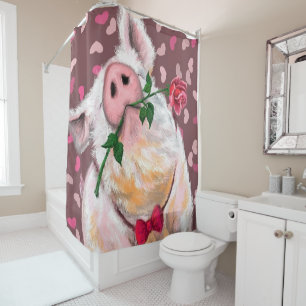 Rideaux De Douche Pig de Gentleman - Romantique - Amusant