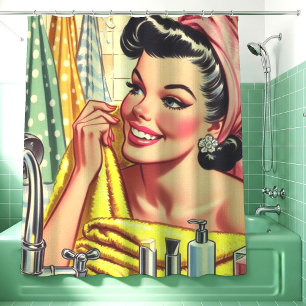 Rideaux De Douche Pince de bain vintage vers le haut
