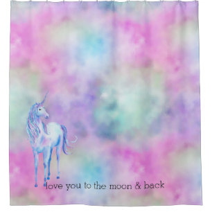 Rideaux De Douche Pink Aqua Purple White Unicorn      