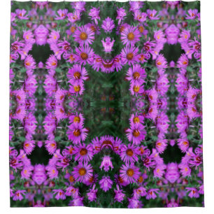 Rideaux De Douche Pink Autumn Aster Flowers Abstrait Art Motif