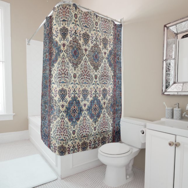 Rideaux De Douche Pink Bleu de rug de Perse Sud  (En situation)