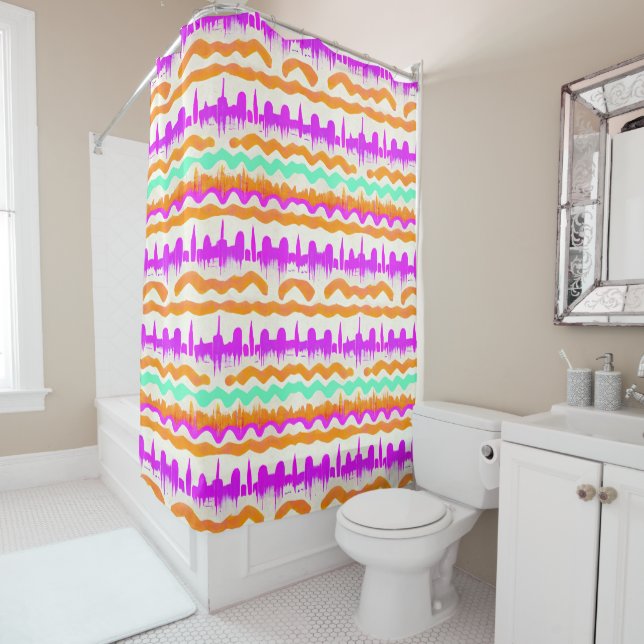 Rideaux De Douche Pink City Urban Mural Graffiti Street Art Motif (En situation)