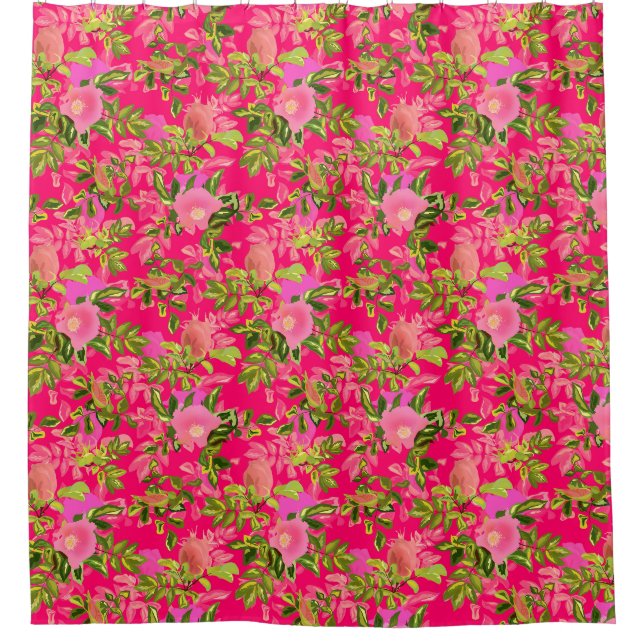 Rideaux De Douche Pink rose hanche, rose rose sauvage hanche (Devant)