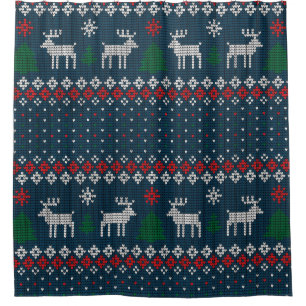 Rideaux De Douche Pins de Noël en caillebotis cerfs décoratifs