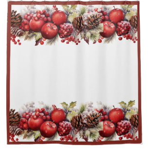 Rideaux De Douche Pins de pommes de Noël cônes Baies sèches