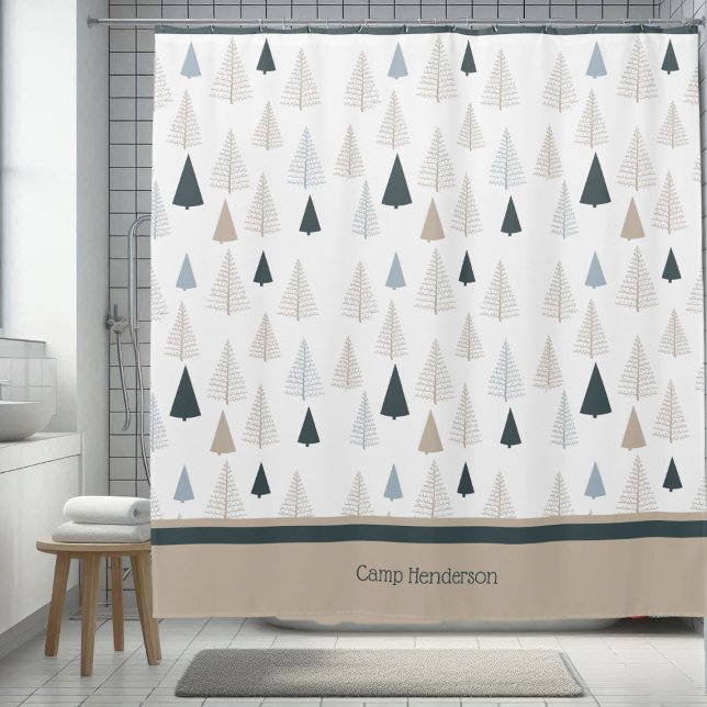 Rideaux De Douche Pins primitifs sur blanc (Créateur téléchargé)