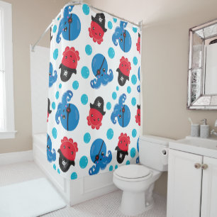 Rideaux De Douche Pirate Octopus, Motif de pieuvre, Animaux de mer