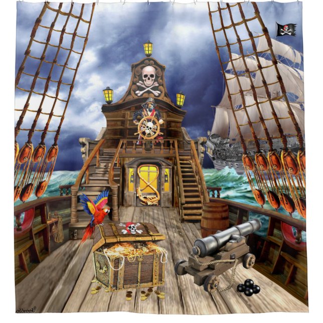 RIDEAUX DE DOUCHE PIRATES CATASTROPHES (Devant)